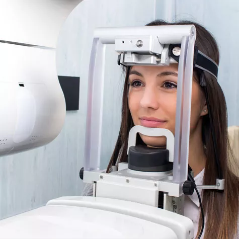 Patient receiving dental x-ray